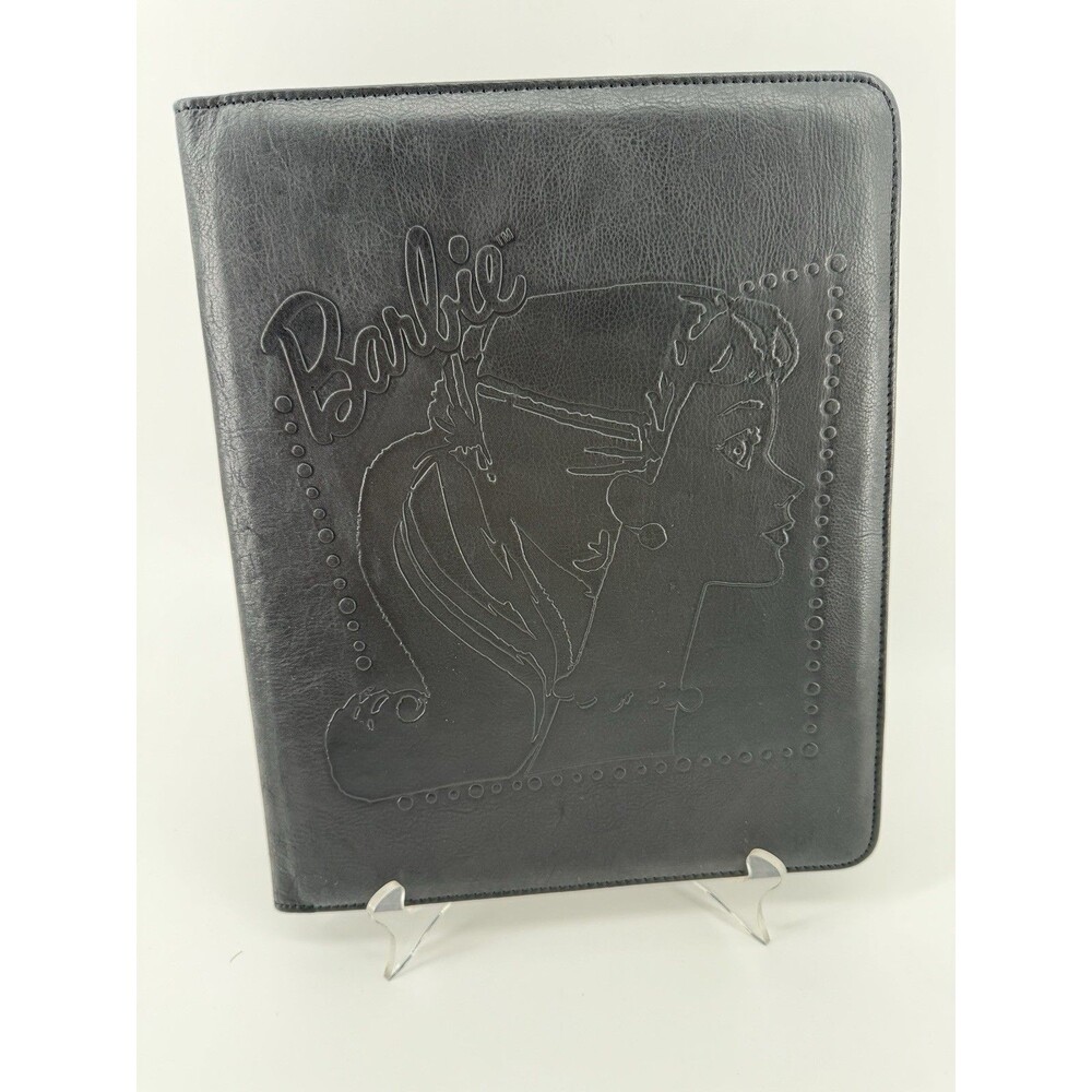 Barbie Faux Leather Portfolio Folder with 10x12 Notepad Black
